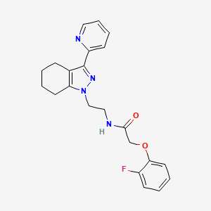 molecular formula C22H23FN4O2 B2886638 2-(2-fluorophenoxy)-N-(2-(3-(pyridin-2-yl)-4,5,6,7-tetrahydro-1H-indazol-1-yl)ethyl)acetamide CAS No. 1797815-95-2