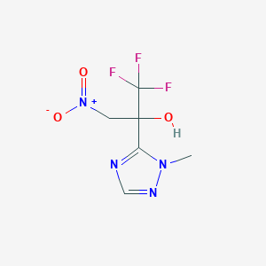 molecular formula C6H7F3N4O3 B2886642 1,1,1-trifluoro-2-(1-methyl-1H-1,2,4-triazol-5-yl)-3-nitropropan-2-ol CAS No. 1223253-26-6