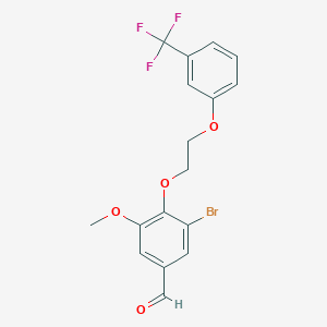 molecular formula C17H14BrF3O4 B2886659 3-Bromo-5-methoxy-4-{2-[3-(trifluoromethyl)phenoxy]ethoxy}benzaldehyde CAS No. 937629-96-4