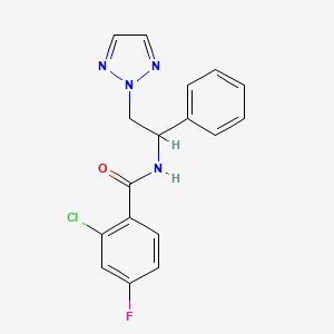 molecular formula C17H14ClFN4O B2886660 2-chloro-4-fluoro-N-(1-phenyl-2-(2H-1,2,3-triazol-2-yl)ethyl)benzamide CAS No. 2034547-68-5