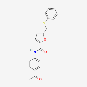 molecular formula C20H17NO3S B2886662 N-(4-acetylphenyl)-5-[(phenylthio)methyl]-2-furancarboxamide CAS No. 868154-38-5