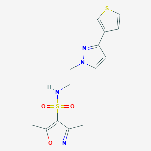 molecular formula C14H16N4O3S2 B2886669 3,5-二甲基-N-(2-(3-(噻吩-3-基)-1H-吡唑-1-基)乙基)异恶唑-4-磺酰胺 CAS No. 2034260-23-4