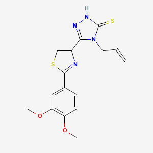 molecular formula C16H16N4O2S2 B2886676 4-allyl-5-[2-(3,4-dimethoxyphenyl)-1,3-thiazol-4-yl]-4H-1,2,4-triazole-3-thiol CAS No. 400083-68-3