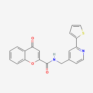 molecular formula C20H14N2O3S B2886677 4-oxo-N-((2-(thiophen-2-yl)pyridin-4-yl)methyl)-4H-chromene-2-carboxamide CAS No. 2034346-50-2