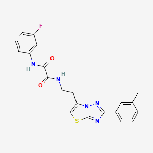 molecular formula C21H18FN5O2S B2886678 N1-(3-氟苯基)-N2-(2-(2-(间甲苯基)噻唑并[3,2-b][1,2,4]三唑-6-基)乙基)草酰胺 CAS No. 894039-74-8