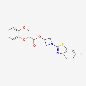 molecular formula C19H15FN2O4S B2886682 1-(6-Fluorobenzo[d]thiazol-2-yl)azetidin-3-yl 2,3-dihydrobenzo[b][1,4]dioxine-2-carboxylate CAS No. 1396709-43-5