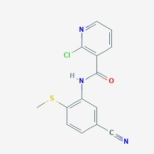 molecular formula C14H10ClN3OS B2886683 2-Chloro-N-(5-cyano-2-(methylsulfanyl)phenyl)nicotinamide CAS No. 303147-26-4
