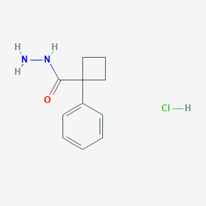 molecular formula C11H15ClN2O B2886686 1-Phenylcyclobutane-1-carbohydrazide hydrochloride CAS No. 2172162-90-0