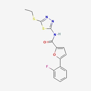 molecular formula C15H12FN3O2S2 B2886693 N-(5-ethylsulfanyl-1,3,4-thiadiazol-2-yl)-5-(2-fluorophenyl)furan-2-carboxamide CAS No. 874466-80-5