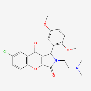 molecular formula C23H23ClN2O5 B2886696 7-Chloro-1-(2,5-dimethoxyphenyl)-2-(2-(dimethylamino)ethyl)-1,2-dihydrochromeno[2,3-c]pyrrole-3,9-dione CAS No. 893348-90-8