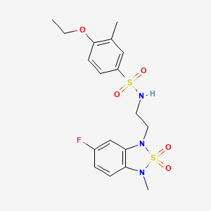 molecular formula C18H22FN3O5S2 B2886704 4-ethoxy-N-(2-(6-fluoro-3-methyl-2,2-dioxidobenzo[c][1,2,5]thiadiazol-1(3H)-yl)ethyl)-3-methylbenzenesulfonamide CAS No. 2034241-02-4