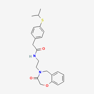 molecular formula C22H26N2O3S B2886706 2-(4-(isopropylthio)phenyl)-N-(2-(3-oxo-2,3-dihydrobenzo[f][1,4]oxazepin-4(5H)-yl)ethyl)acetamide CAS No. 1903154-24-4