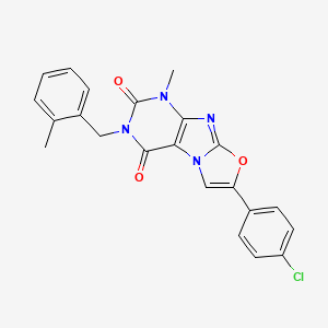 molecular formula C22H17ClN4O3 B2886708 7-(4-chlorophenyl)-1-methyl-3-(2-methylbenzyl)oxazolo[2,3-f]purine-2,4(1H,3H)-dione CAS No. 899737-84-9