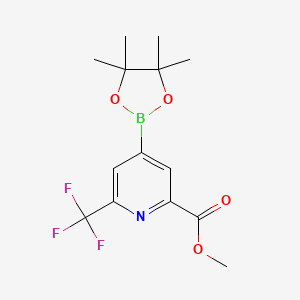 molecular formula C14H17BF3NO4 B2886710 4-(四甲基-1,3,2-二氧杂硼环-2-基)-6-(三氟甲基)吡啶-2-甲酸甲酯 CAS No. 2377609-07-7