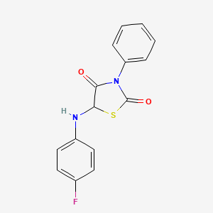 molecular formula C15H11FN2O2S B2886717 5-[(4-Fluorophenyl)amino]-3-phenyl-1,3-thiazolidine-2,4-dione CAS No. 1007921-79-0
