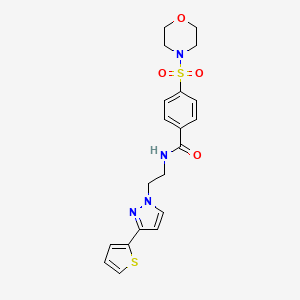 molecular formula C20H22N4O4S2 B2886742 4-(morpholinosulfonyl)-N-(2-(3-(thiophen-2-yl)-1H-pyrazol-1-yl)ethyl)benzamide CAS No. 1448122-59-5