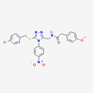 N-[[5-[(4-bromophenyl)methylsulfanyl]-4-(4-nitrophenyl)-1,2,4-triazol-3-yl]methyl]-2-(4-methoxyphenyl)acetamide