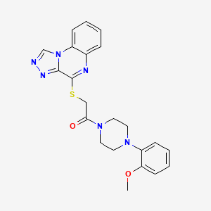 molecular formula C22H22N6O2S B2886759 2-([1,2,4]Triazolo[4,3-a]quinoxalin-4-ylthio)-1-(4-(2-methoxyphenyl)piperazin-1-yl)ethanone CAS No. 1358802-39-7
