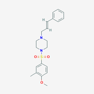 molecular formula C21H26N2O3S B288676 4-[(4-Cinnamyl-1-piperazinyl)sulfonyl]-2-methylphenyl methyl ether 