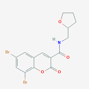 molecular formula C15H13Br2NO4 B288677 6,8-dibromo-2-oxo-N-(tetrahydro-2-furanylmethyl)-2H-chromene-3-carboxamide 
