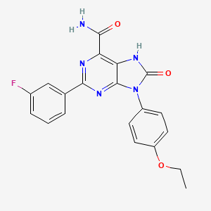 molecular formula C20H16FN5O3 B2886772 9-(4-乙氧基苯基)-2-(3-氟苯基)-8-氧代-8,9-二氢-7H-嘌呤-6-甲酰胺 CAS No. 898442-44-9