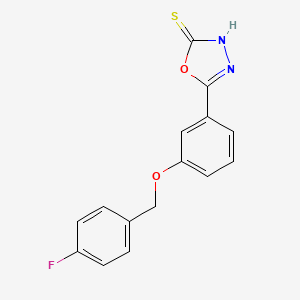 molecular formula C15H11FN2O2S B2886798 5-{3-[(4-氟苄基)氧基]苯基}-1,3,4-恶二唑-2(3H)-硫酮 CAS No. 866009-86-1