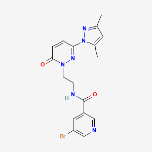 molecular formula C17H17BrN6O2 B2886800 5-溴-N-(2-(3-(3,5-二甲基-1H-吡唑-1-基)-6-氧代嘧啶并[1(6H)-基)乙基)烟酰胺 CAS No. 1351596-14-9