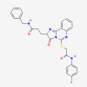 molecular formula C28H24FN5O3S B2886814 N-benzyl-3-[5-({[(4-fluorophenyl)carbamoyl]methyl}sulfanyl)-3-oxo-2H,3H-imidazo[1,2-c]quinazolin-2-yl]propanamide CAS No. 1043453-37-7