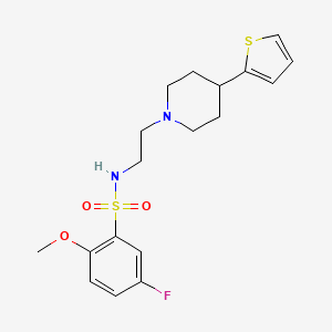 molecular formula C18H23FN2O3S2 B2886815 5-氟-2-甲氧基-N-(2-(4-(噻吩-2-基)哌啶-1-基)乙基)苯磺酰胺 CAS No. 1428365-66-5