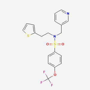 molecular formula C19H17F3N2O3S2 B2886830 N-(吡啶-3-基甲基)-N-(2-(噻吩-2-基)乙基)-4-(三氟甲氧基)苯磺酰胺 CAS No. 1396715-42-6