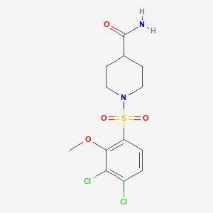molecular formula C13H16Cl2N2O4S B288685 1-[(3,4-Dichloro-2-methoxyphenyl)sulfonyl]-4-piperidinecarboxamide 
