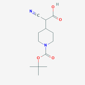 molecular formula C13H20N2O4 B2886854 2-氰基-2-[1-[(2-甲基丙烷-2-基)氧羰基]哌啶-4-基]乙酸 CAS No. 2155855-31-3