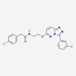 molecular formula C21H17ClFN5O2 B2886857 2-(4-氯苯基)-N-(2-((3-(3-氟苯基)-[1,2,4]三唑并[4,3-b]嘧啶-6-基)氧基)乙基)乙酰胺 CAS No. 1021030-77-2