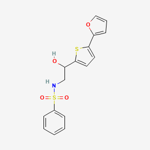 B2886870 N-[2-[5-(Furan-2-yl)thiophen-2-yl]-2-hydroxyethyl]benzenesulfonamide CAS No. 2319724-28-0