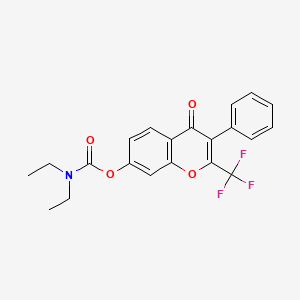 molecular formula C21H18F3NO4 B2886883 4-oxo-3-phenyl-2-(trifluoromethyl)-4H-chromen-7-yl diethylcarbamate CAS No. 637751-23-6