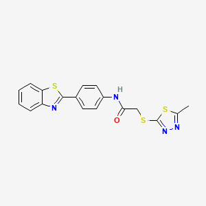 N-[4-(1,3-benzothiazol-2-yl)phenyl]-2-[(5-methyl-1,3,4-thiadiazol-2-yl)sulfanyl]acetamide