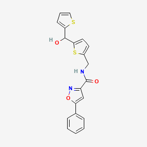 molecular formula C20H16N2O3S2 B2886899 N-((5-(hydroxy(thiophen-2-yl)methyl)thiophen-2-yl)methyl)-5-phenylisoxazole-3-carboxamide CAS No. 1421448-82-9