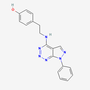 molecular formula C18H16N6O B2886906 4-(2-((7-phenyl-7H-pyrazolo[3,4-d][1,2,3]triazin-4-yl)amino)ethyl)phenol CAS No. 1251548-78-3