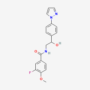 molecular formula C19H18FN3O3 B2886910 3-Fluoro-N-[2-hydroxy-2-(4-pyrazol-1-ylphenyl)ethyl]-4-methoxybenzamide CAS No. 2415500-57-9