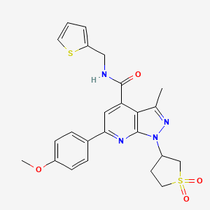 molecular formula C24H24N4O4S2 B2886916 1-(1,1-二氧化四氢噻吩-3-基)-6-(4-甲氧基苯基)-3-甲基-N-(噻吩-2-基甲基)-1H-吡唑并[3,4-b]吡啶-4-甲酰胺 CAS No. 1021214-88-9