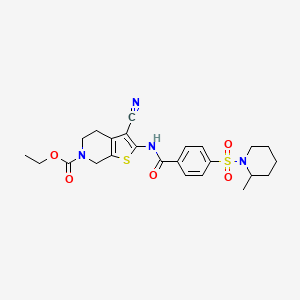 ethyl 3-cyano-2-(4-((2-methylpiperidin-1-yl)sulfonyl)benzamido)-4,5-dihydrothieno[2,3-c]pyridine-6(7H)-carboxylate