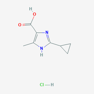 molecular formula C8H11ClN2O2 B2886929 2-Cyclopropyl-5-methyl-1H-imidazole-4-carboxylic acid;hydrochloride CAS No. 2416237-49-3