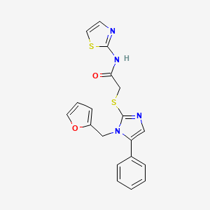 molecular formula C19H16N4O2S2 B2886934 2-((1-(呋喃-2-基甲基)-5-苯基-1H-咪唑-2-基)硫代)-N-(噻唑-2-基)乙酰胺 CAS No. 483310-59-4