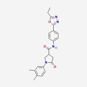 molecular formula C23H24N4O3 B2886938 1-(3,4-二甲苯基)-N-(4-(5-乙基-1,3,4-恶二唑-2-基)苯基)-5-氧代吡咯烷-3-甲酰胺 CAS No. 946306-37-2