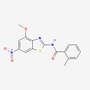 molecular formula C16H13N3O4S B2886944 N-(4-甲氧基-6-硝基-1,3-苯并噻唑-2-基)-2-甲基苯甲酰胺 CAS No. 313404-29-4