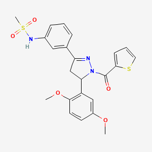molecular formula C23H23N3O5S2 B2886948 N-(3-(5-(2,5-dimethoxyphenyl)-1-(thiophene-2-carbonyl)-4,5-dihydro-1H-pyrazol-3-yl)phenyl)methanesulfonamide CAS No. 852141-94-7