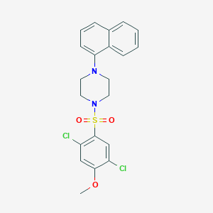 molecular formula C21H20Cl2N2O3S B288695 2,5-Dichloro-4-{[4-(1-naphthyl)-1-piperazinyl]sulfonyl}phenyl methyl ether 