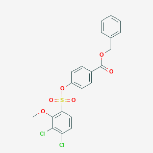 molecular formula C21H16Cl2O6S B288696 Benzyl 4-{[(3,4-dichloro-2-methoxyphenyl)sulfonyl]oxy}benzoate 