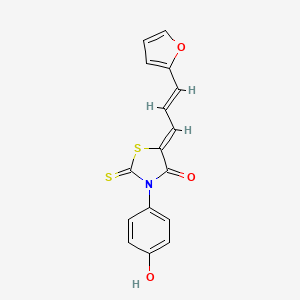 molecular formula C16H11NO3S2 B2886966 (Z)-5-((E)-3-(furan-2-yl)allylidene)-3-(4-hydroxyphenyl)-2-thioxothiazolidin-4-one CAS No. 1815600-68-0
