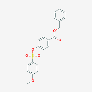 molecular formula C21H18O6S B288697 Benzyl 4-{[(4-methoxyphenyl)sulfonyl]oxy}benzoate 